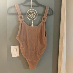 Aerie Ribbed Golden Tan One Piece Swimsuit